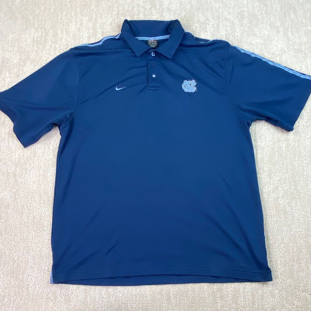 NIKE Team Men's North Carolina Tar Heels Polo Shirt XL Blue Short Sleeve*